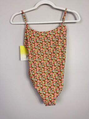 Maaji One Piece Swimsuit Womens Small Flower Hippie Floral Pink Green Summer NWT